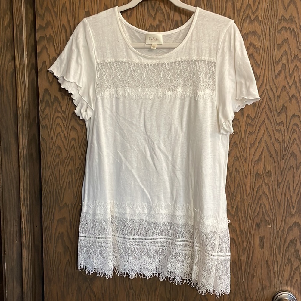 Deletta Ivory Knit & Lace‎ Top